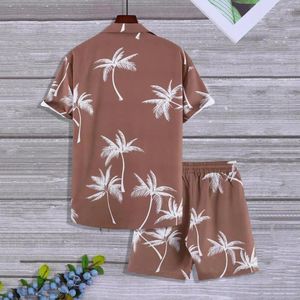 Herren Tracksuits Männer Loungewear Set Sommer Casual Coconut Tree Print Hemd Shorts mit elastischer Drawess Taille Hawaiian für Strand