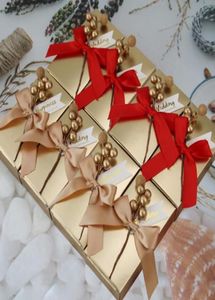 2020 Yeni Lüks Altın Hediyeler Kutular Düğün Favorileri Kek Çikolatalı Şeker Kutuları Ribbon3845688