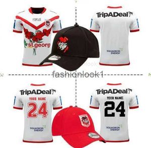 2023 St George Illawarra Dragons Anzac Rugby Jersey 2024/25 Ejderhalar Erkekler Siyah Beyzbol Kapağı Şapkaları Eğitim Jersey Boyut S-5XL FW24