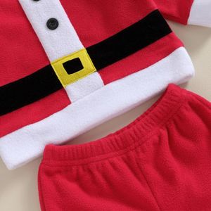 Zestawy odzieży Baby Santa Claus Costume Luxury Plush Christmas Kurtka Pants Hat Socks Zestaw ubrania (czerwony)