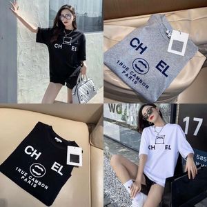 Version Advanced Womens T-shirt France Trendy Clothing Two C Letter Graphic Print Couple Fashion Cotton Round Neck Xxxl 4XL Short Sleeve Tops Tees ouple otton