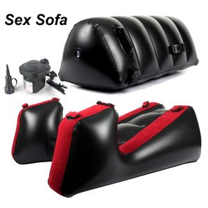 Sex Sofa Split Leg Inflatable Furniture Mat Pillows Air Pump Sex Toys For Adults Couple Games Women Vaginal Blowjob Anal Plug 240408