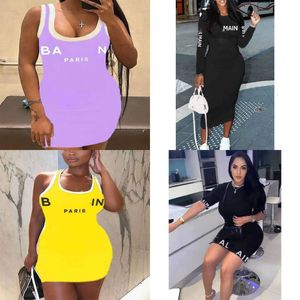 Fit Dress for Women Designer Maix Long Sleeve Dresses Spring Autumn Fall Fashion Bodycon Sexy Slim Sling Letter Printed Clothes es