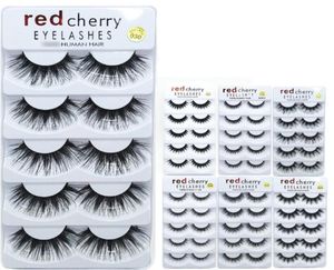 5 pares Cherry Red Cherry Mink Sylehash Black Natural grossa Falsa falsa cílios Falsos Lashes 100 Crueldade Rúsula Reutilizável Maquiagem de Extensão para 5243289