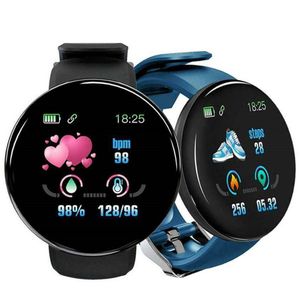 D18 Akıllı İzle Yuvarlak Kalp Hızı Monitör Kan Basınç Su Geçirmez Erkekler Fitness Tracker Android IOS Smart Clock3500966