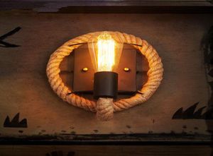 Vintage Hemp Rope LED Wall Lamp Industrial Retro Iron Round Oval Shape Wall Light Home Features Sconce For Balcony Restaurant6436865