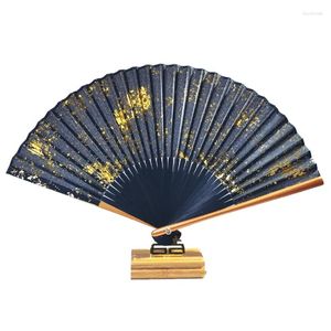 Dekoracyjne figurki składane wentylator chiński styl hanfu wentylador posyp złota kobieta przenośna japońska wentylacja