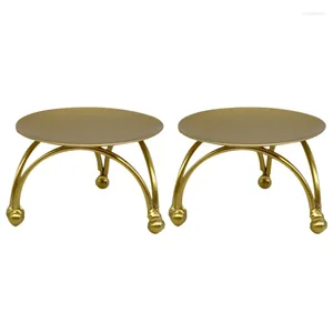 Candle Holders European Style Candlestick Iron Retro Round Table Golden For Home Festive Ornament 2Pcs