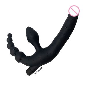 Double Ended Silicone Penis Strapon Dildo Vibrator for Couple Realistic Anal Butt Plug sexy Toys For Women Lesbian Shop