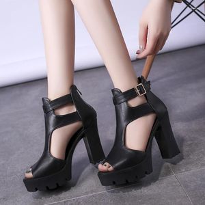 Dress Shoes Women's Sandals Simple Fashion Sexy Platform Heels Solid Color Elegant Banquet Party Pumps Roman Ladies High