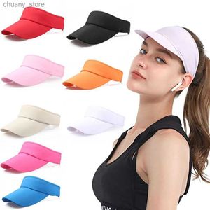 Visir Summer Empty Top Sun Visor Hat Foldbar Sport Running Hat Justerbar sport Tennis Golf Pannband Cap Unisex Quick Dry Hat Y240417