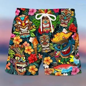 Męskie szorty Summer 3D Prints Tiki Graphics Prownki sznurka szybkie suche krótkie codzienne codzienne hawajskie boho 4 mikro-elastyczne