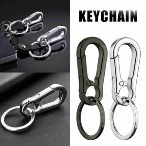 Keychains Lanyards Zinc Eloy Car Key Chain Anti-Lost Keychain med nyckelning Simple Gourd Buckle Carabiner Keychain Auto midjebältesklipp Holder D240417