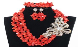 Orecchini Necklace Ultima design Design Nigerian Coral Beads Set Real Wedding African Big Gold City Dichiarazione CNR8328866896