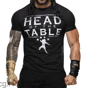 Mens camisetas Fanáticas de homens da marca Black Roman Reigns Cabeça da t-shirt de mesa de verão Casual Casual Casual Casual Roupes Tops