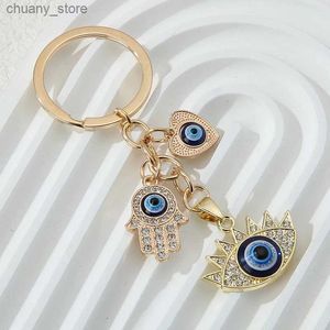 Schlüsselanhänger Lanyards Fahsion Legierung Schlüsselbund Palm Evil Eye Religiöse Schlüsselrangelefantinnen Frauen Freundschaft Geschenk Handtasche Dekoration Y240417