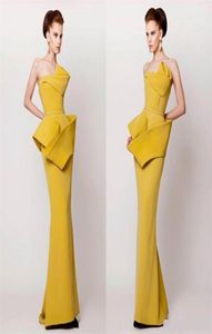 Vestidos de noite em estilo de dubai árabe amarelo 2016 bainhas de cetim de cetim de cetim com zíper do fundo do piso Back Vestidos de Fiesta concurso 9114490
