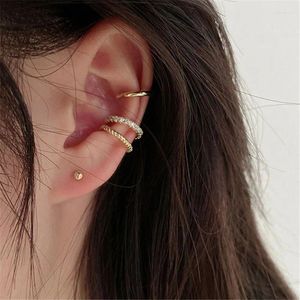 Backs Colkings 3pcs/Set Gold Slated Crystal Non-Porcing Cuff Ear Clip For Women Girls Party Punk Jewelry E051