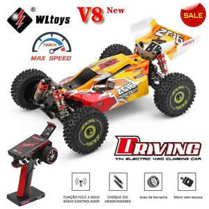 Diecast Model Cars Wltoys 144010 V8 1 14 4WD 75 км/ч дистанционное управление Drift RC RC RCING Высокоскоростной бесщеточный мотор в бездорожье Dift Gift J240417