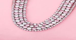 3456mm 16quot24quot Hip Hop Bling Iced Out white Pink Two Tone CZ Stone Tennis Chain Chokers Necklace for Women Men Rapper5011972