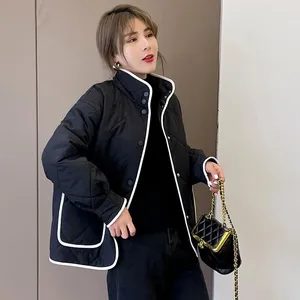 Damskie okopy płaszcze jesienne i zimowe kurtki kobiety rombus stojak xiaoxiangfeng cienki lekki krótki styl w dół koreańskiej wersji