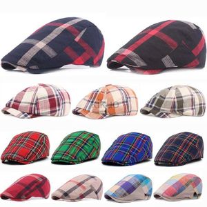 Berety wiosenne czapki jesienne regulowane kratki beret hats mężczyźni kobiety unisex zwykłe berets newsboy hat szczyt cap sważe do przodu 2021 D240417