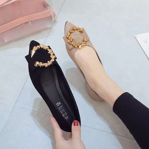 BCEBYL Spring and Autumn Casual Fashion Pointed Toe Comfortable Non-slip Wear-resistant Simple Metal Decorative Women's Shoes