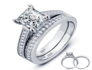 New brand Top Quality Real 925 Sterling Silver Diamond Wedding Couple Rings Set for Women Silver Wedding Engagement Fine 5967048