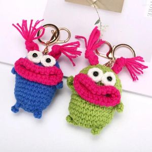 Keychains Hanging Accessory Fluffy Frog Keychain Fried Hair Funny Potato Pendant Sausage Mouth Plush Cute Big Eyes Car Key Ring