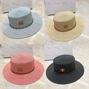 8 färger Summer Straw Hat Designer Caps Grass Braid Cap Mittade hink hattar Fashion Womens Beach Sunhat unisex Triumphal Bonnet S