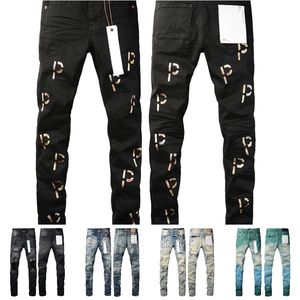 Lila Jeans Marke mit Tag für Männer keuchte stapelte Hosen Stickereien für Trendgröße Frauen Jugendte Ripped Vintage Purple Jeans zum Verkauf Skinny Jeans Mens Black Rip