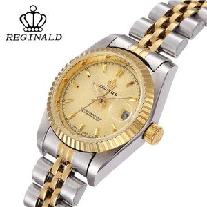 Armbandsur mode topp varumärke Hight Quality Crown Reginald Luxury Clock Business full rostfritt stål Auto Date Quartz Ladies Dames Horloge