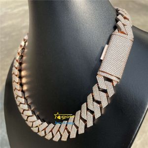 Pass Diamond Tester Gra Certificate Hip Hop Jewelry Silver 925 Necklace Vvs Moissanite Solid Iced Out Cuban Link Chain