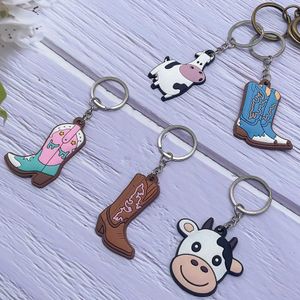 YN4M Keychains Lanyards 1pcs PVC Söt nyckelring Ny ankomst Cowboy Boots Wholesale Custom Key Chain Anime Accessories Handbag Pendant Kids Toys Keyholder D240417