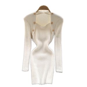 Women retro square collar long sleeve mohair wool knitted warm sexy bodycon tunic short sweater desinger dress