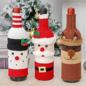 Dekoracje świąteczne do domu Święty Mikołaj Claus Cover Bottle Bottle Snowman Stocking Gifts Holders Cass Decor Rok