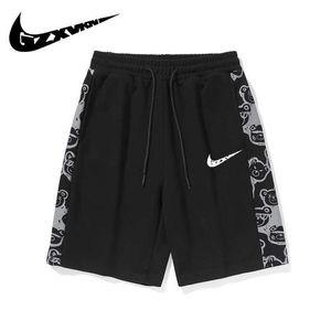 2024 Summer Mens and Womens Same Style Couple Capris Shorts Sports Casual Pants Cute Bears Loose Fit
