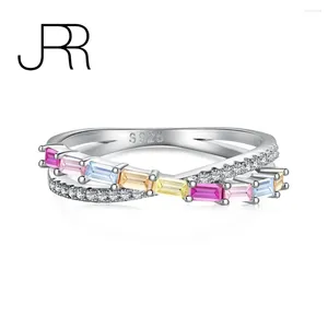 Cluster Rings JRR Arrival 925 Sterling Silver Cocktail Colorful X High Carbon Diamonds Gemstone Fashion Fine Ring Jewelry
