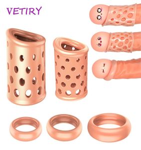 5pcs/set Correzione del prevalente per uomini Anelli del pene traspirante Calco Ritardo Eiaculazione giocattoli sexy Dispositivo maschio adulto1732466