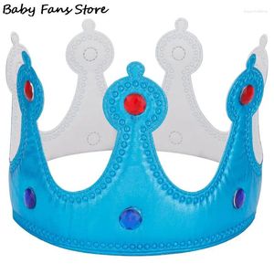 Hårtillbehör King Crown Children Birthday Party Headwear Festival Costume Halloween roll Play Prop Kids Christmas Tiara Headpiece Blue