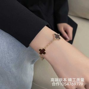 High edition Vancleff Five Flower Bracelet Womens High Edition Silver Shine Stone Bracelet Live Streaming Resources