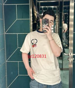 Summer New Productor Designer masculino Moda casual de mangas curtas Camiseta pura de algodão feminina bordada letra imprimindo meio mangas de manga curta cor sólida 3122 xs-l