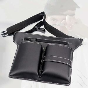 Scissor Holster PU Leather Black com cintura Belt Professional Tools Bag para pente de salão de salão de cabeleireiro barbeiro