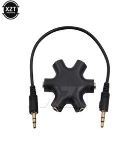 35 Jack 35mm 6 yollu Çoklu Port Hub 35 AUX Ayrıştırıcı Adaptör Ses Kablo Adaptör Dönüştürücü Telefon Kulaklık MP3 Accessory2652193