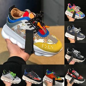 Sapatos de grife Itália Reação em cadeia Casual Sneakers reflexivos de altura tripla preta branca camurça multi-color