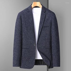 Ternos masculinos de negócios elegantes terno de negócios coletes de mistura de poliéster-viscose para estações de transição Design de ventilação de volta Blazers preto marinha cinza