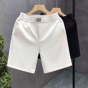 Summer Slim Soft and Luxurious Pineapple Grid White Shorts for Men's Loose Fitting Trend Casual Sports Waffle Five Piece Pants