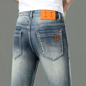 Modemarke Retro Jeans Herren Frühling und Herbst High-End Affordable Luxury Casual Stretch Slim Fit Skinny Hosen