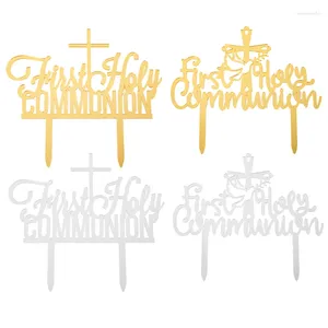 Forniture festive Cross Cake Topper Acrilico Religioso Baby Combente Centrotavola di compleanno Decorazioni per la doccia per la festa di compleanno