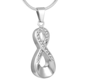 IJD9168 Memorial Ash Keepsake for Pet Human Ashes Infinity Cremation Jewelry with Clear Crystal Jeweler Plated2214676